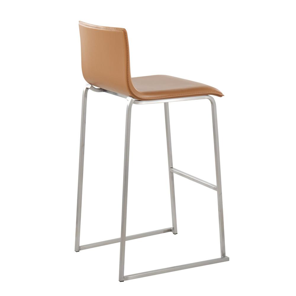 Stainless Steel, Camel PU Mara Barstool - Set of 2. Picture 4