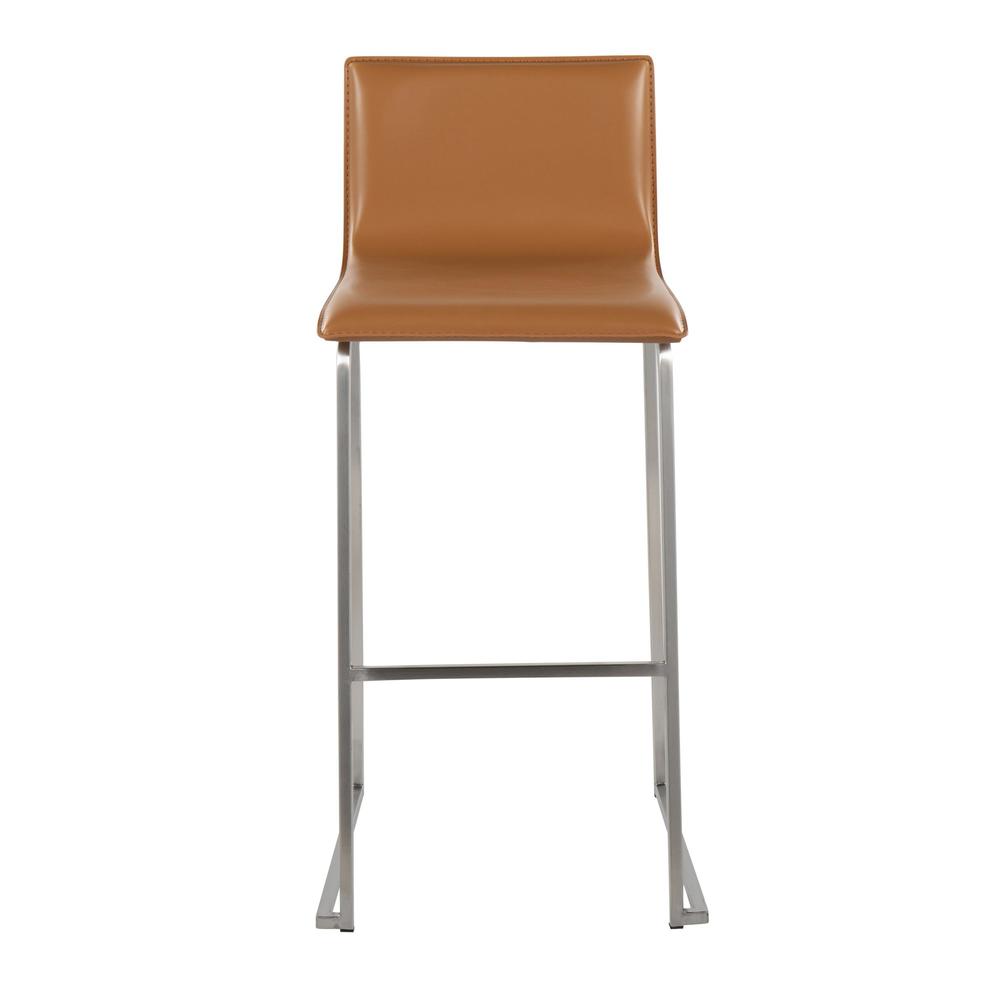 Stainless Steel, Camel PU Mara Barstool - Set of 2. Picture 6