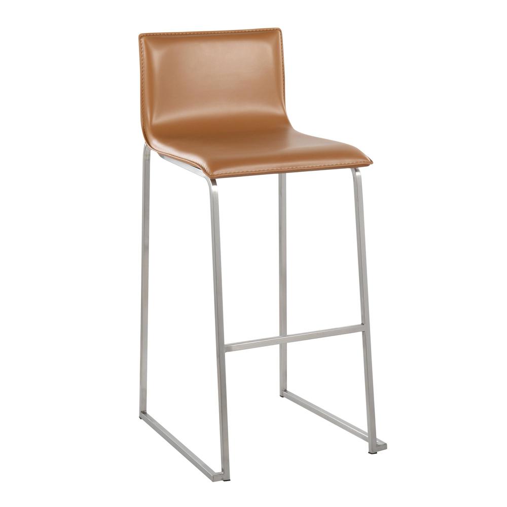 Stainless Steel, Camel PU Mara Barstool - Set of 2. Picture 2