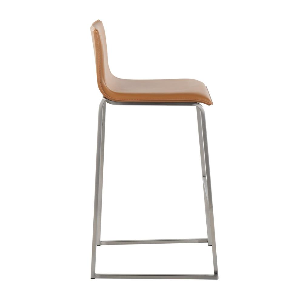 Stainless Steel, Camel PU Mara Barstool - Set of 2. Picture 3
