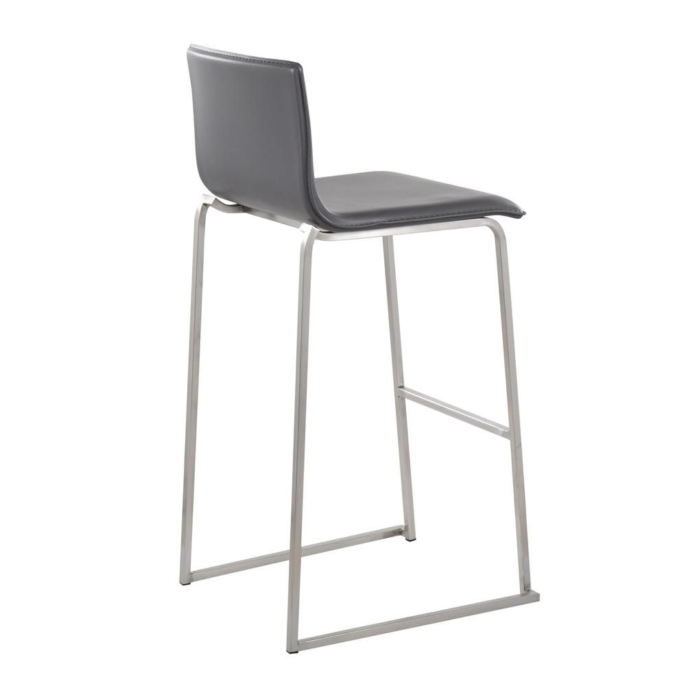 Stainless Steel, Grey PU Mara Barstool - Set of 2. Picture 4