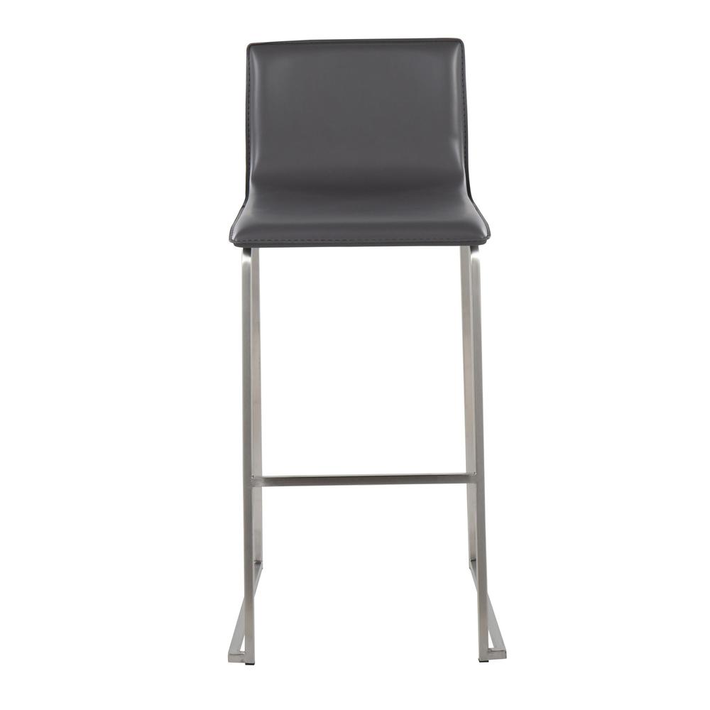 Stainless Steel, Grey PU Mara Barstool - Set of 2. Picture 6