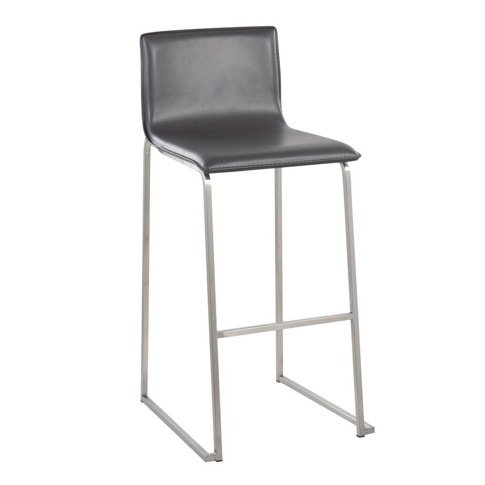 Stainless Steel, Grey PU Mara Barstool - Set of 2. Picture 2