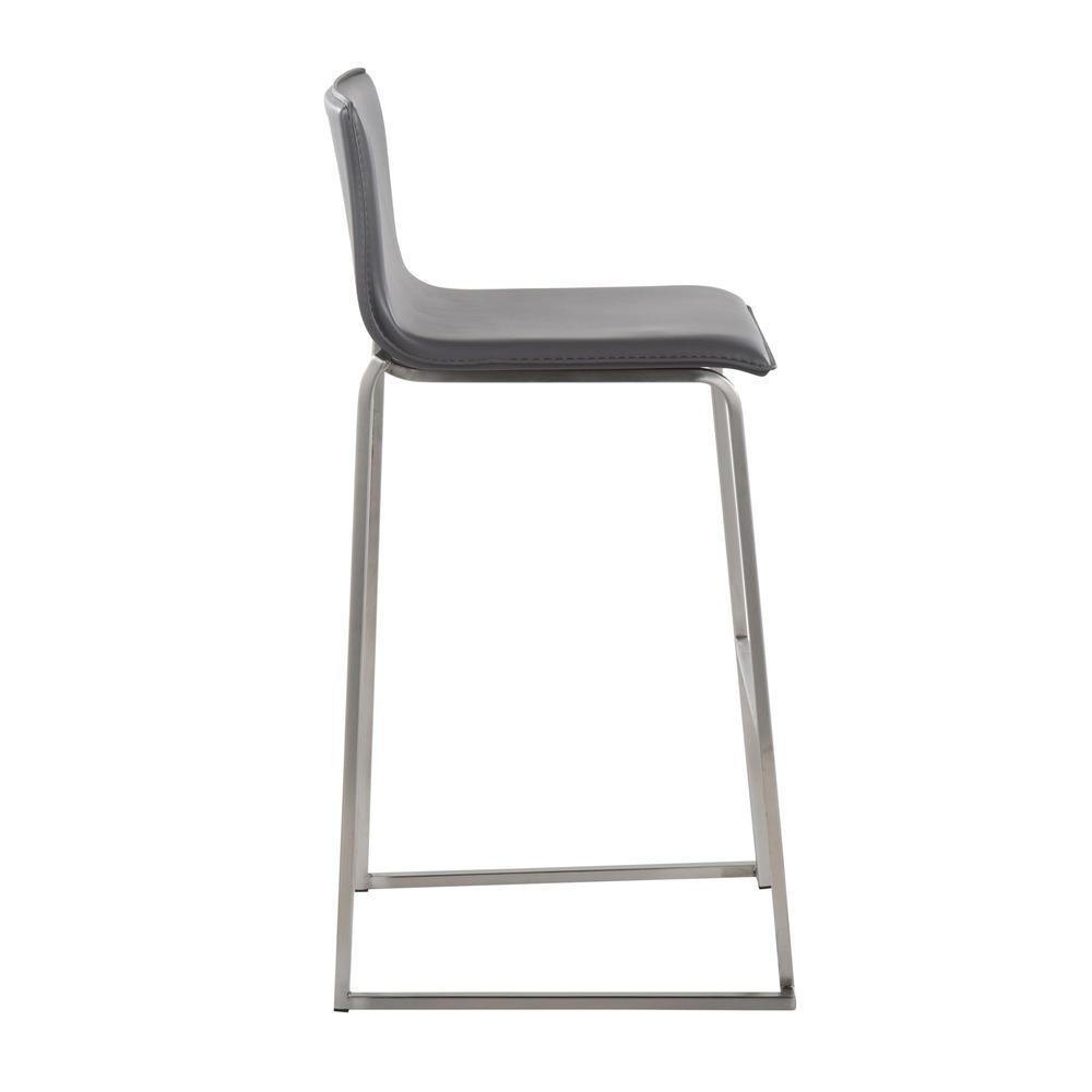 Stainless Steel, Grey PU Mara Barstool - Set of 2. Picture 3