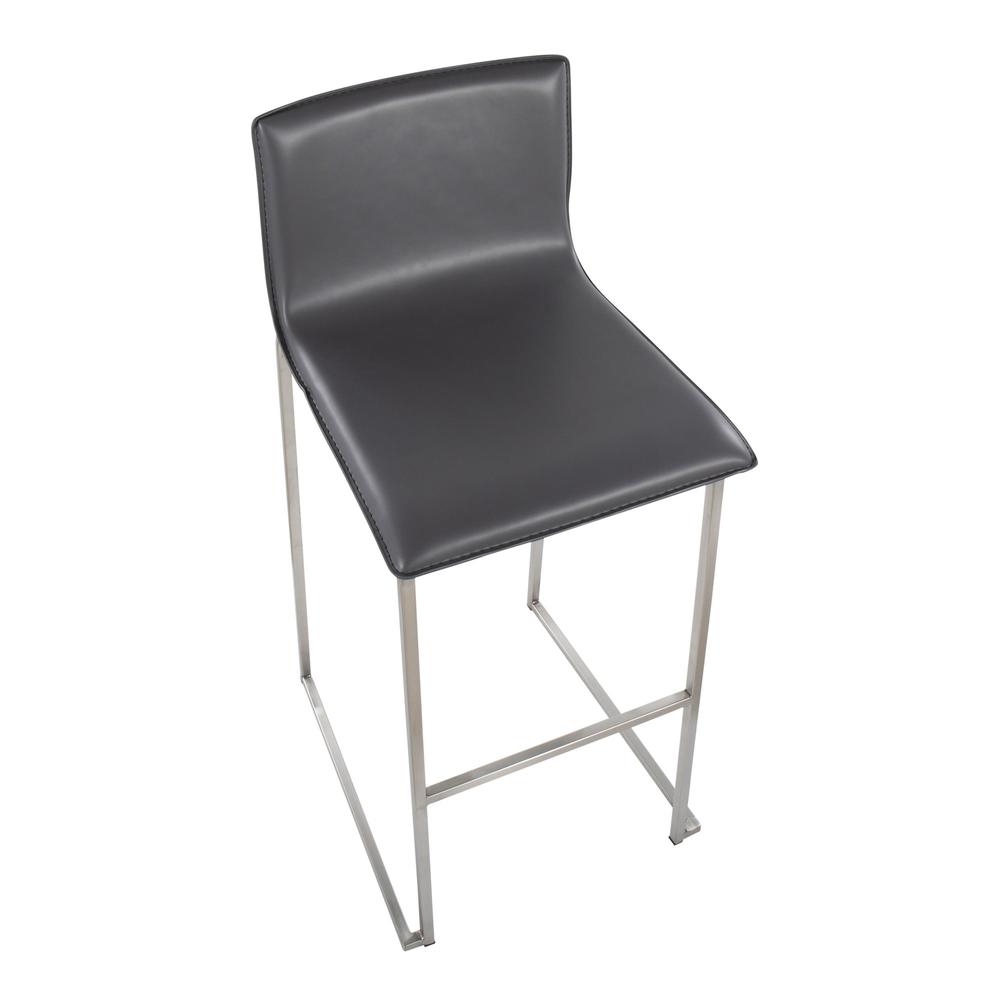Stainless Steel, Grey PU Mara Barstool - Set of 2. Picture 7