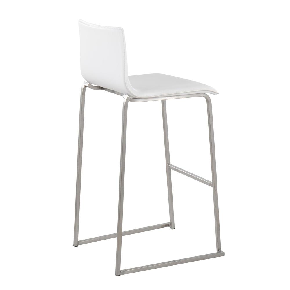 Stainless Steel, White PU Mara Barstool - Set of 2. Picture 4