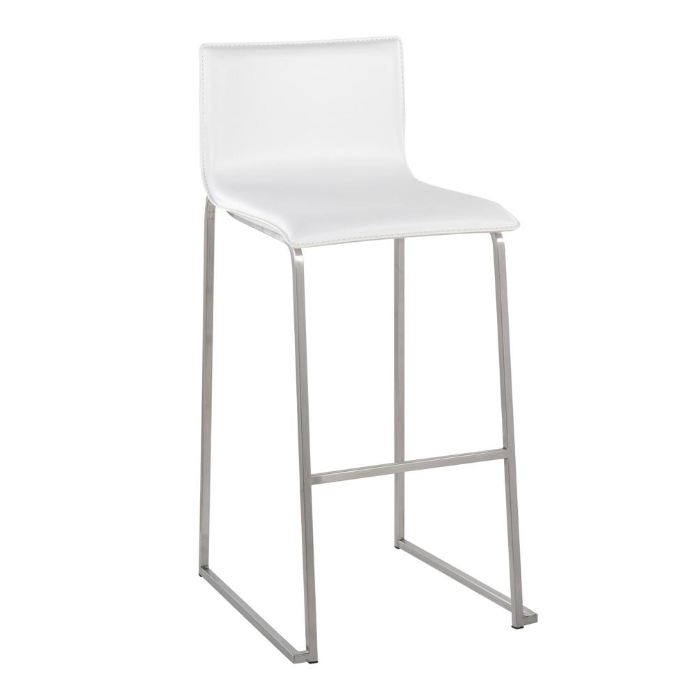 Stainless Steel, White PU Mara Barstool - Set of 2. Picture 2