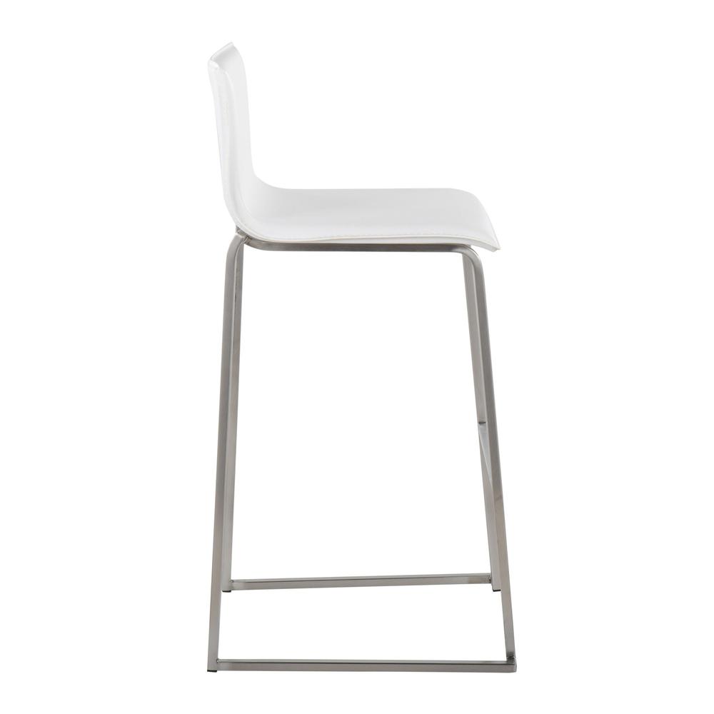 Stainless Steel, White PU Mara Barstool - Set of 2. Picture 3