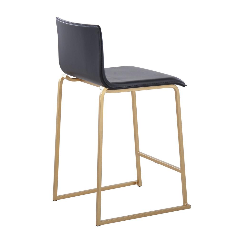 Gold Metal, Black PU Mara Counter Stool - Set of 2. Picture 4