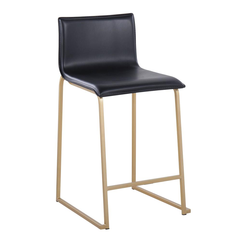 Gold Metal, Black PU Mara Counter Stool - Set of 2. Picture 2