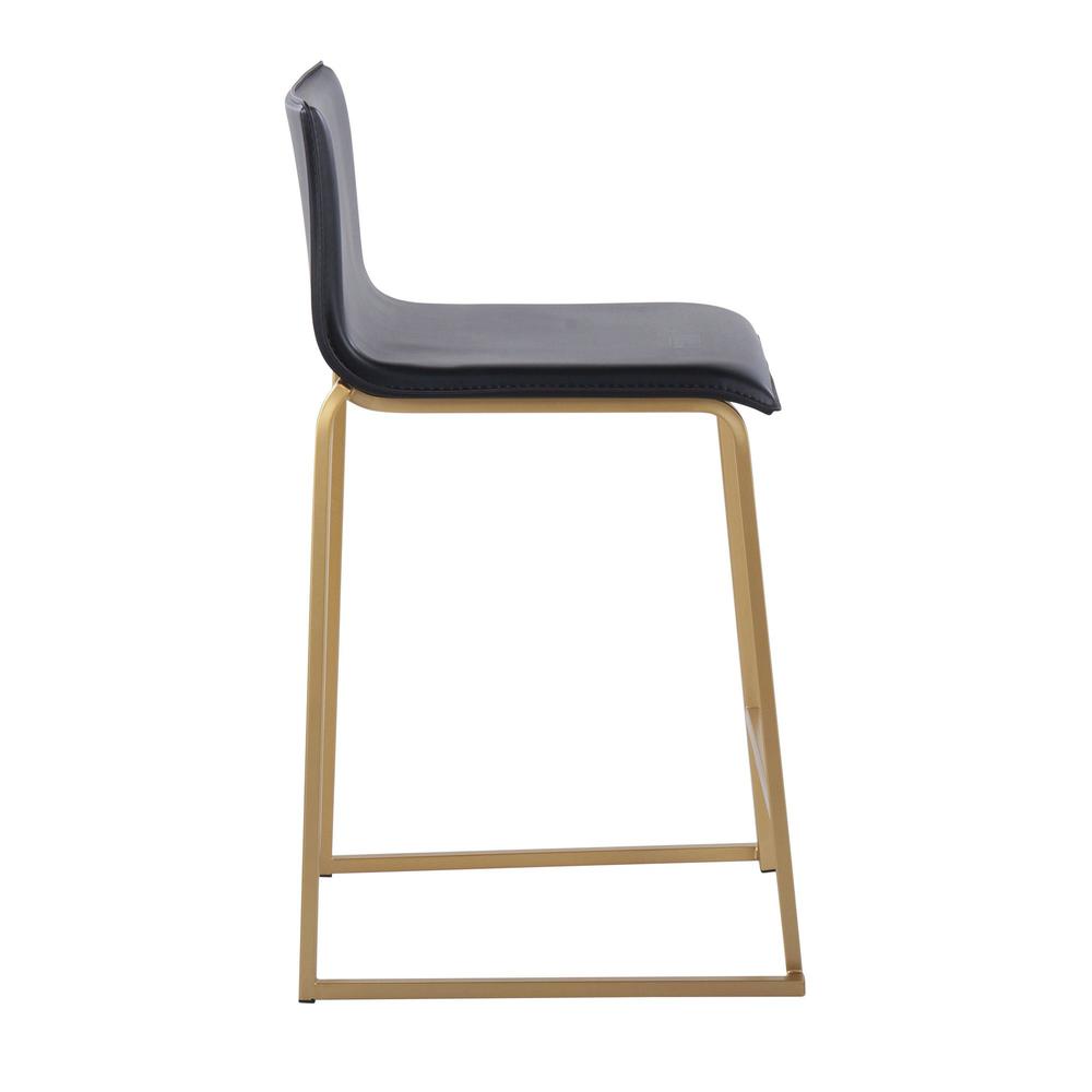 Gold Metal, Black PU Mara Counter Stool - Set of 2. Picture 3