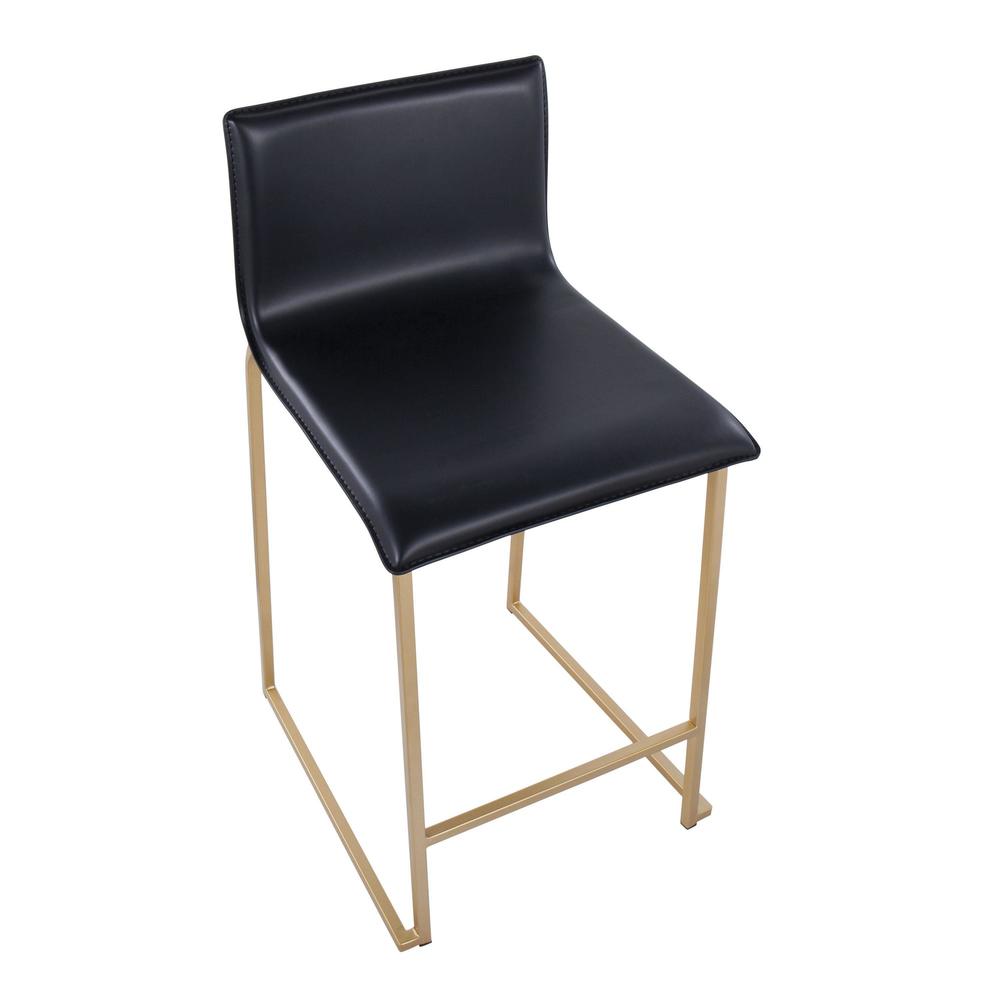 Gold Metal, Black PU Mara Counter Stool - Set of 2. Picture 7