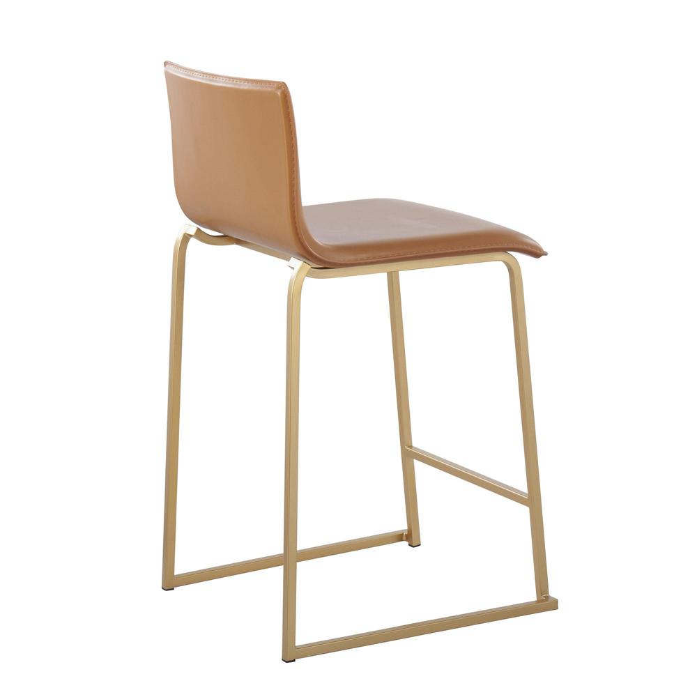 Gold Metal, Camel PU Mara Counter Stool - Set of 2. Picture 4