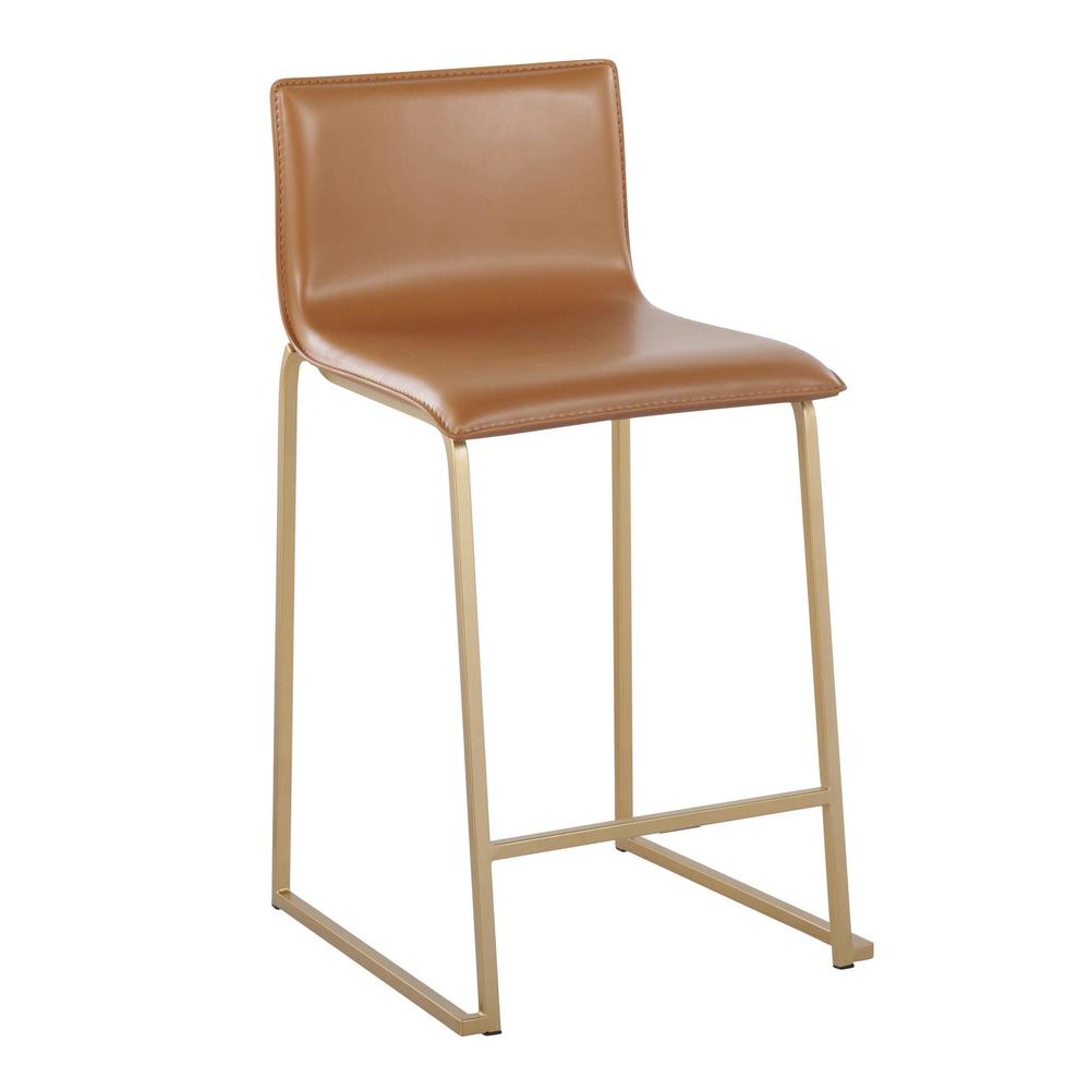 Gold Metal, Camel PU Mara Counter Stool - Set of 2. Picture 2