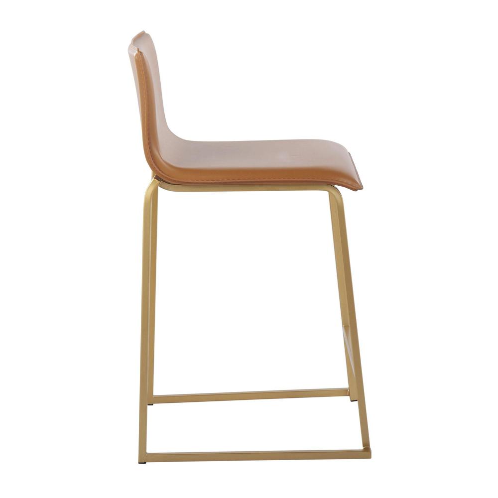 Gold Metal, Camel PU Mara Counter Stool - Set of 2. Picture 3