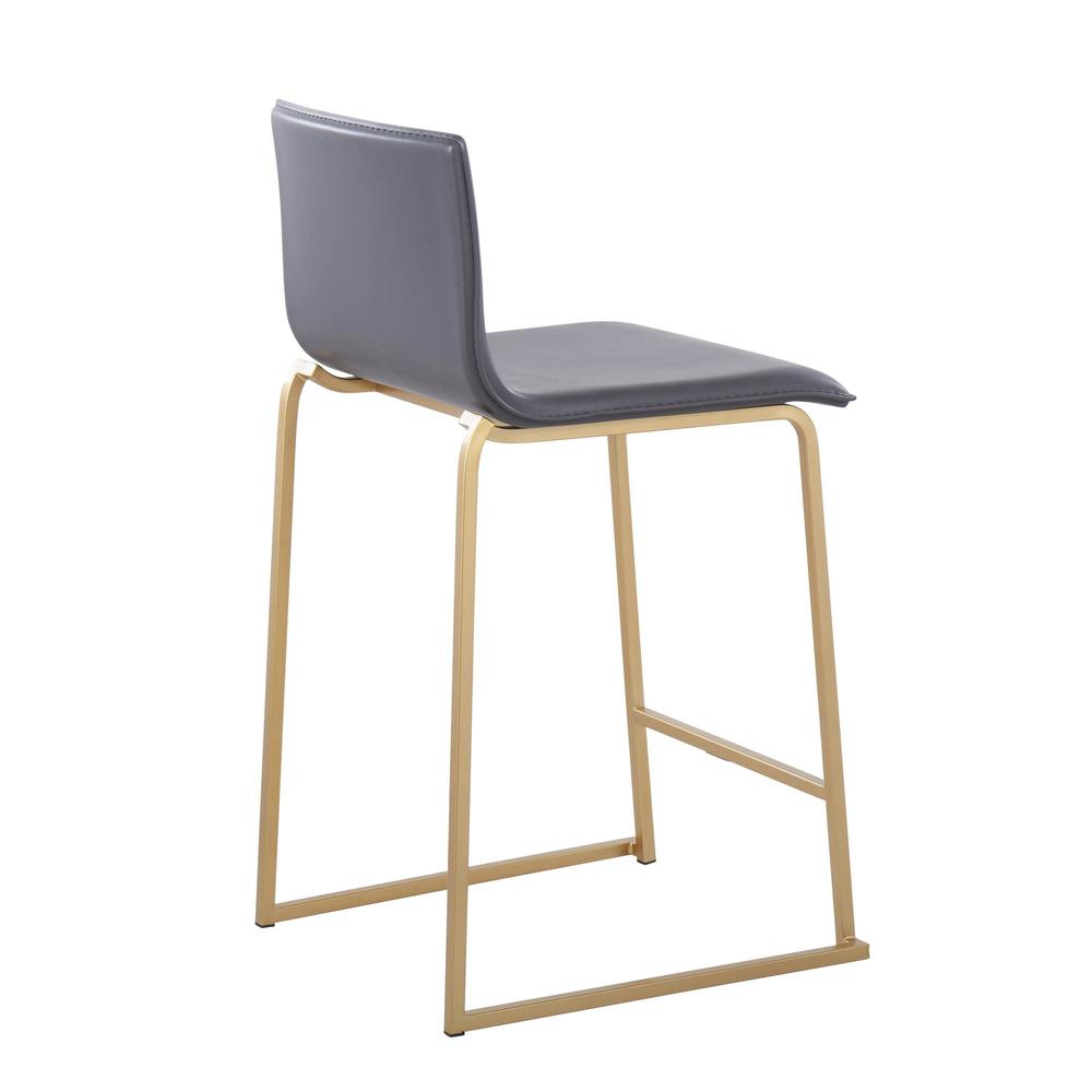 Gold Metal, Grey PU Mara Counter Stool - Set of 2. Picture 4
