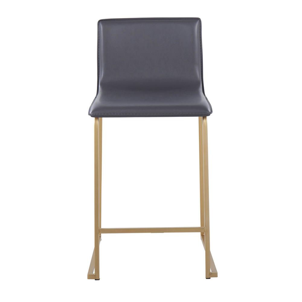 Gold Metal, Grey PU Mara Counter Stool - Set of 2. Picture 6