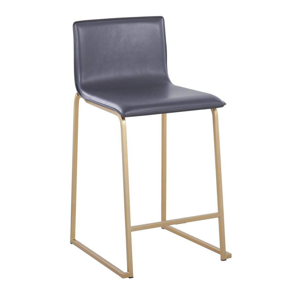 Gold Metal, Grey PU Mara Counter Stool - Set of 2. Picture 2