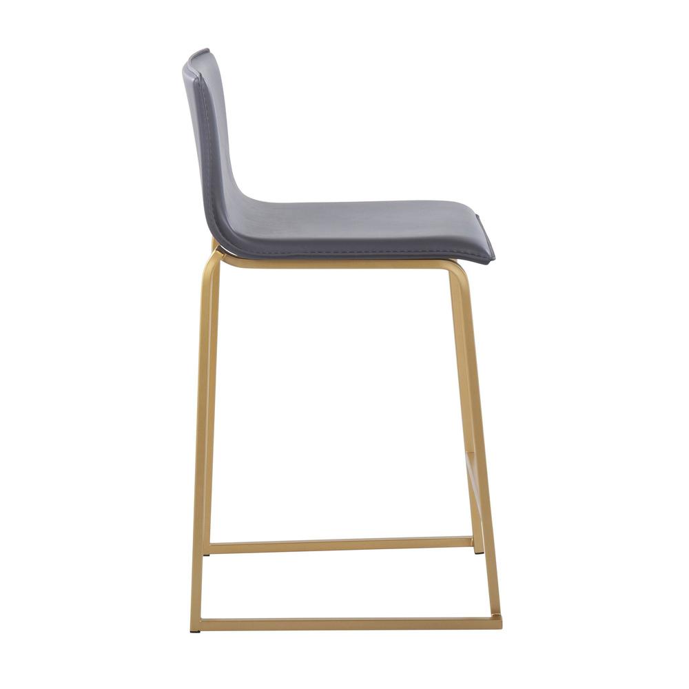 Gold Metal, Grey PU Mara Counter Stool - Set of 2. Picture 3
