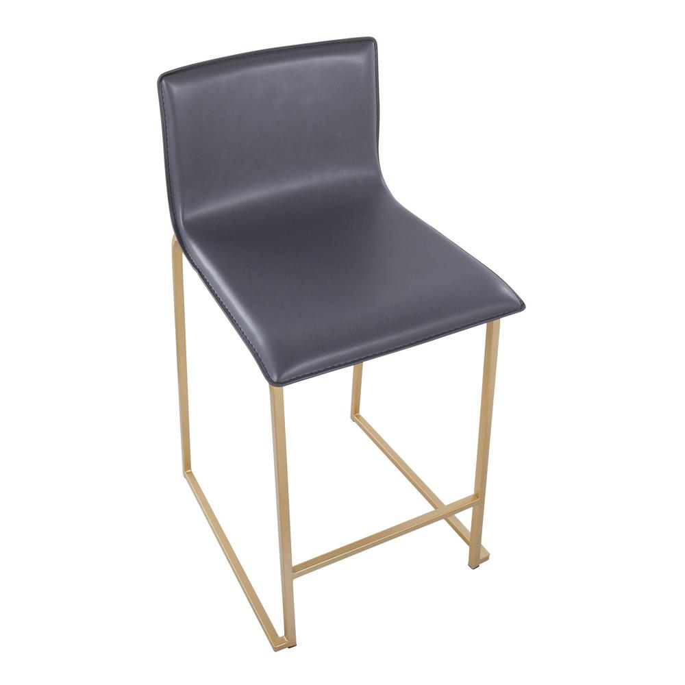 Gold Metal, Grey PU Mara Counter Stool - Set of 2. Picture 7