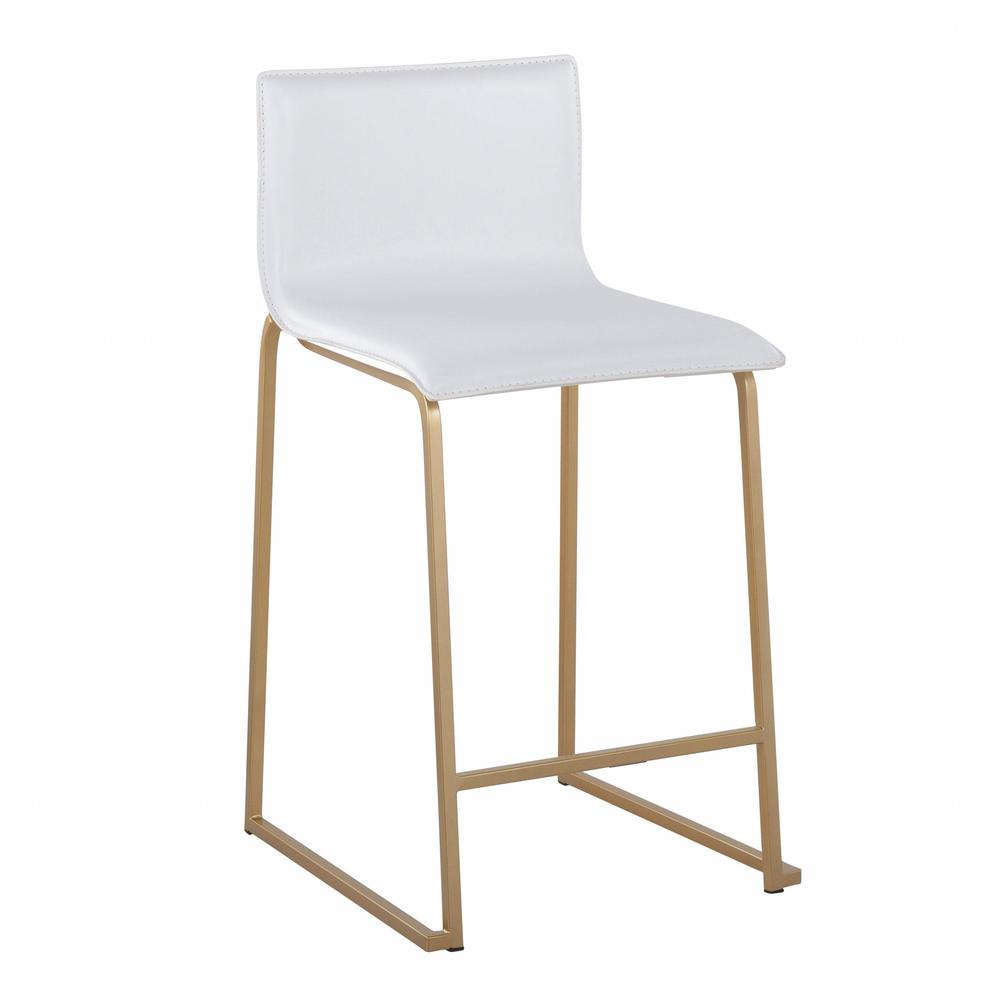Gold Metal, White PU Mara Counter Stool - Set of 2. Picture 2