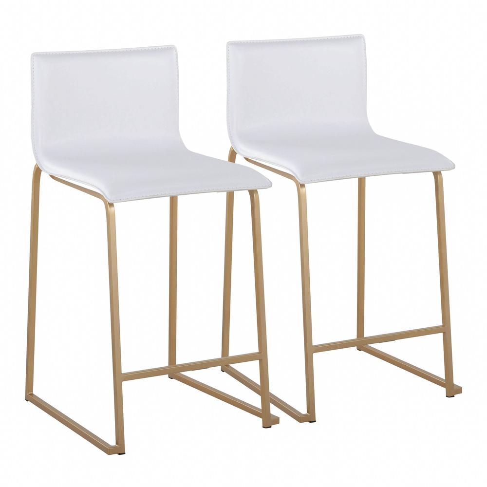Gold Metal, White PU Mara Counter Stool - Set of 2. Picture 1