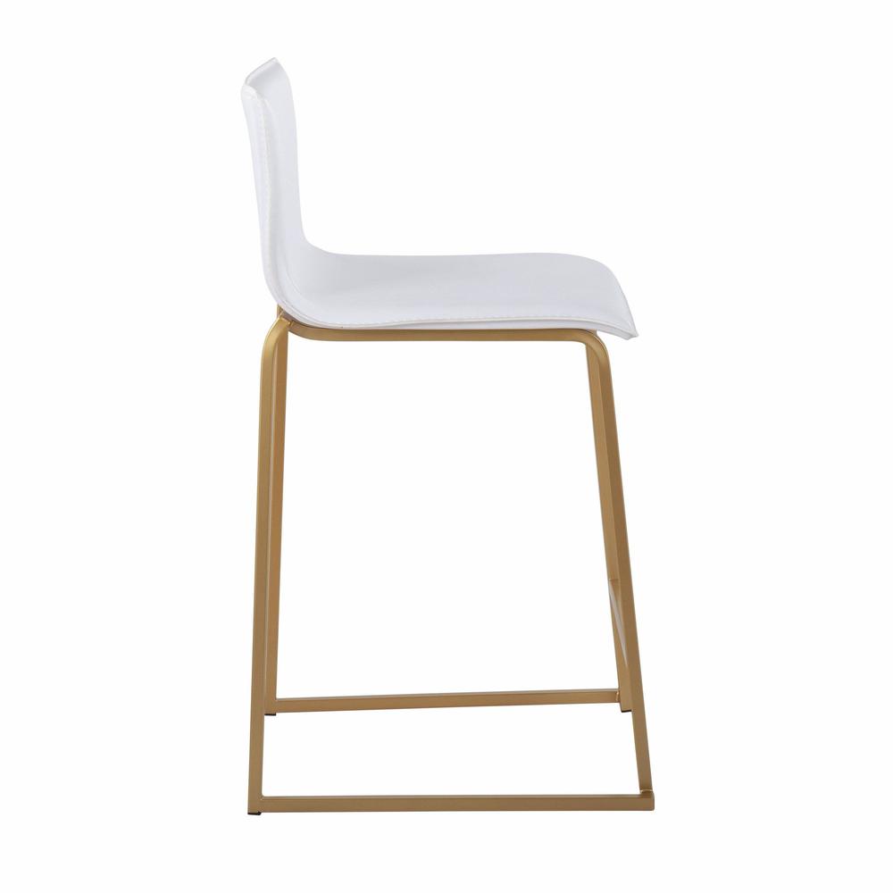 Gold Metal, White PU Mara Counter Stool - Set of 2. Picture 3
