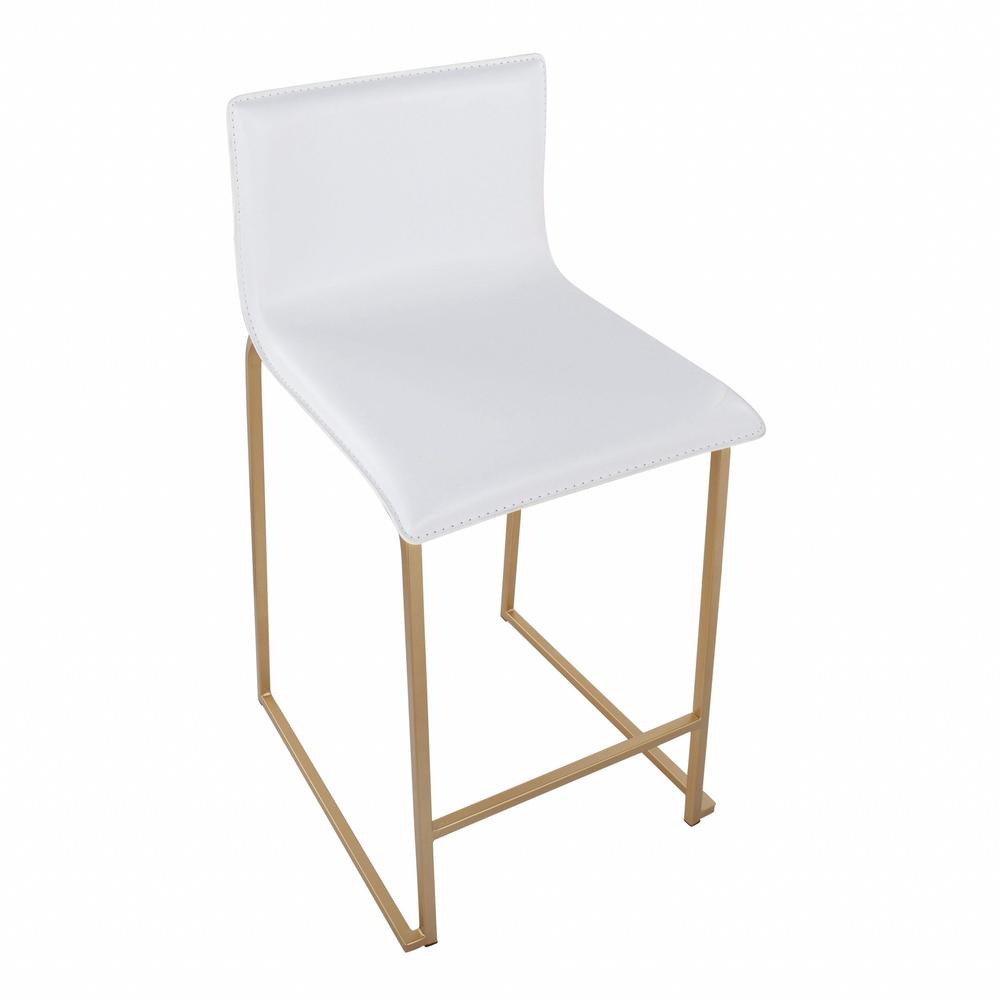 Gold Metal, White PU Mara Counter Stool - Set of 2. Picture 7