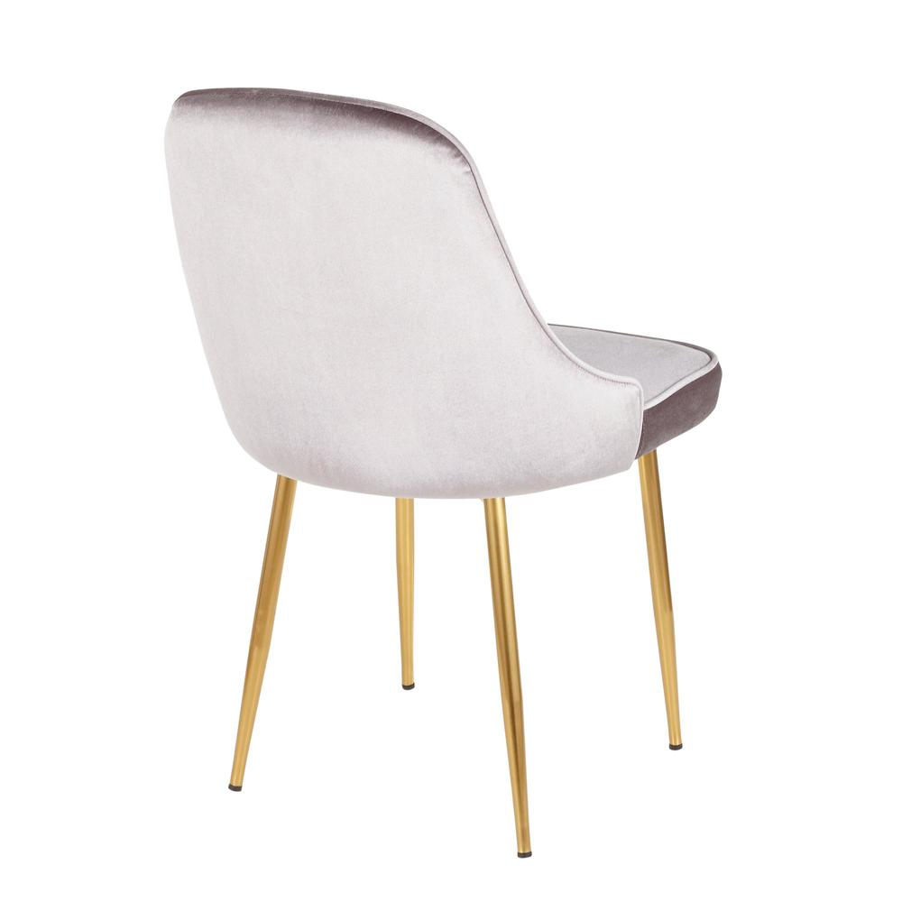 Gold Frame, Silver Velvet Fabric Marcel Dining Chair - Set of 2. Picture 4