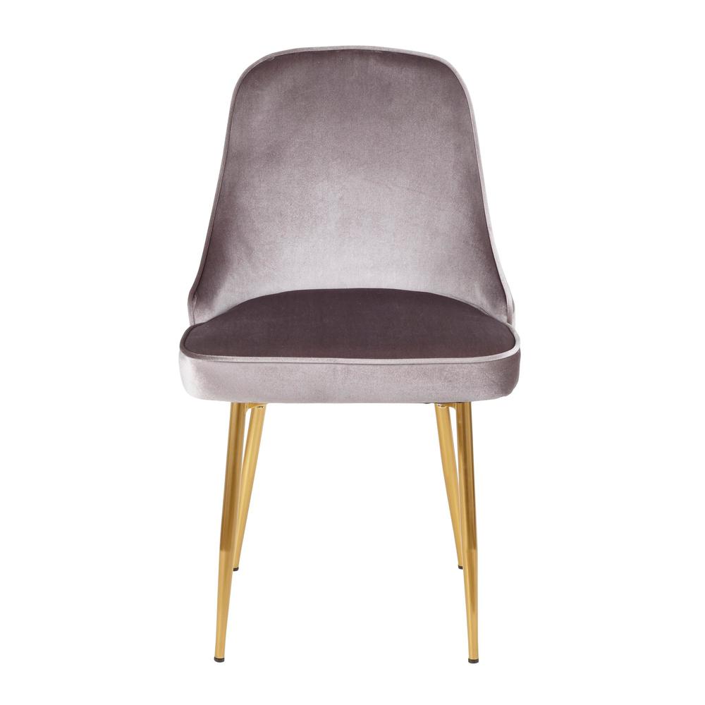 Gold Frame, Silver Velvet Fabric Marcel Dining Chair - Set of 2. Picture 6