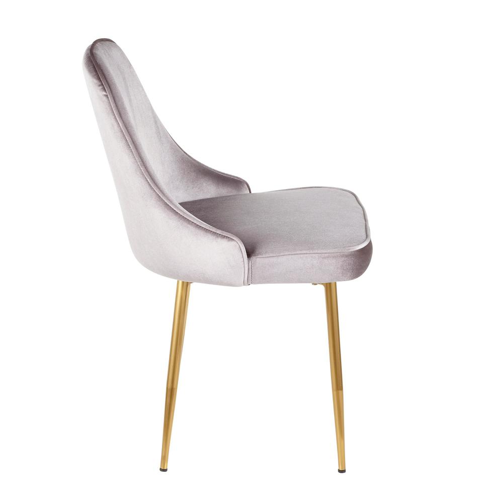 Gold Frame, Silver Velvet Fabric Marcel Dining Chair - Set of 2. Picture 3