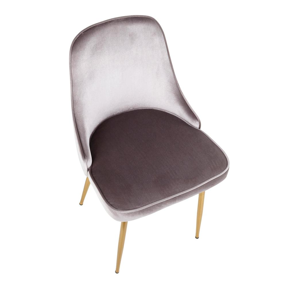 Gold Frame, Silver Velvet Fabric Marcel Dining Chair - Set of 2. Picture 7