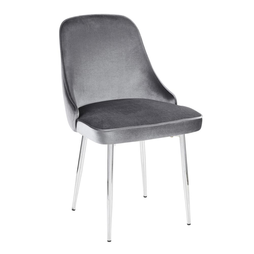 Chrome Frame, Blue Velvet Fabric Marcel Dining Chair - Set of 2. Picture 2