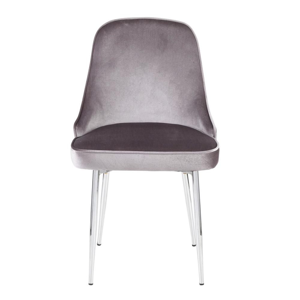 Chrome Frame, Silver Velvet Fabric Marcel Dining Chair - Set of 2. Picture 6
