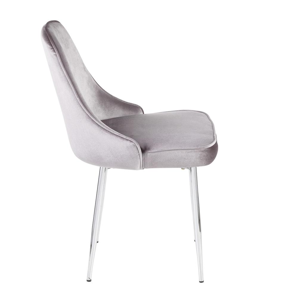 Chrome Frame, Silver Velvet Fabric Marcel Dining Chair - Set of 2. Picture 3