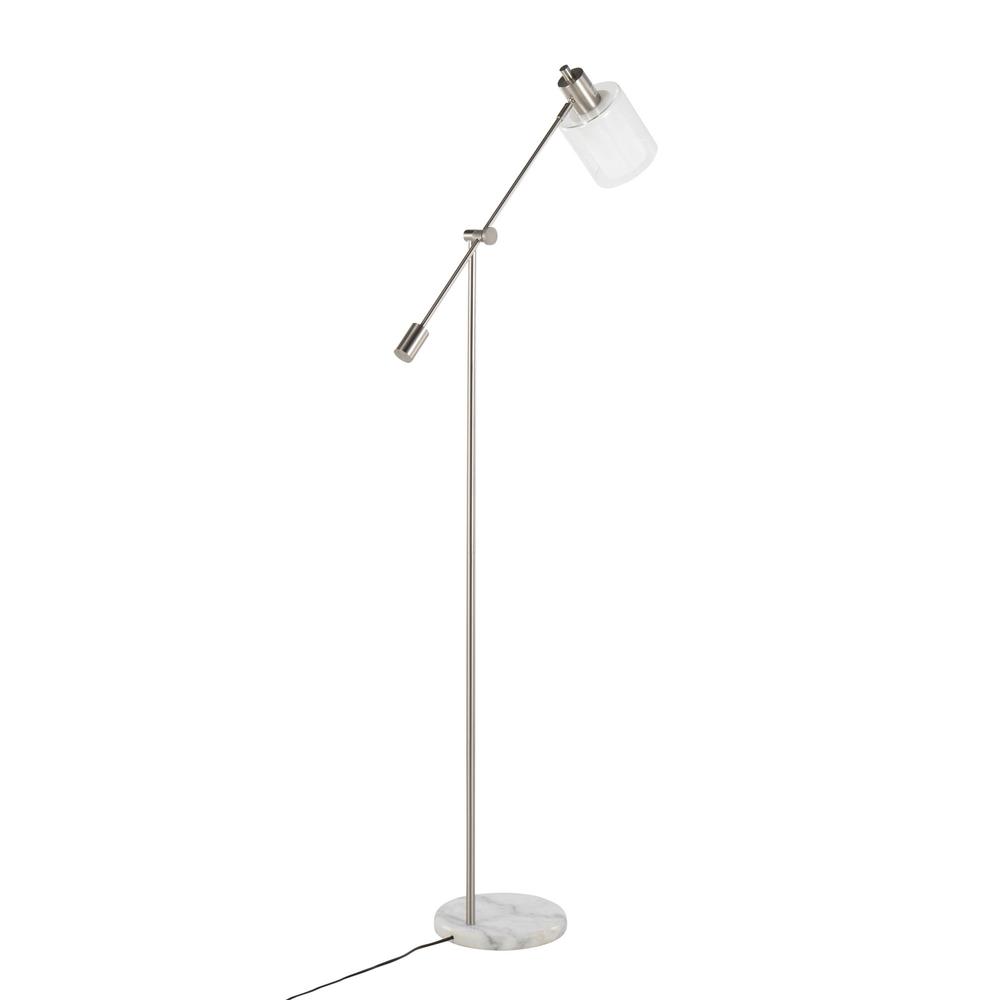 White Marble, Nickel Metal, Frosted Glass, Clear Glass Marcel Floor Lamp. Picture 4