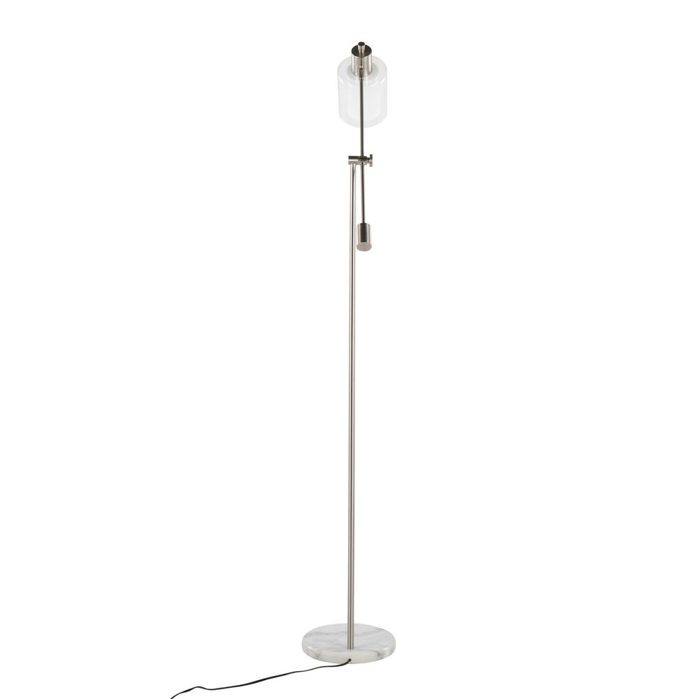 White Marble, Nickel Metal, Frosted Glass, Clear Glass Marcel Floor Lamp. Picture 5