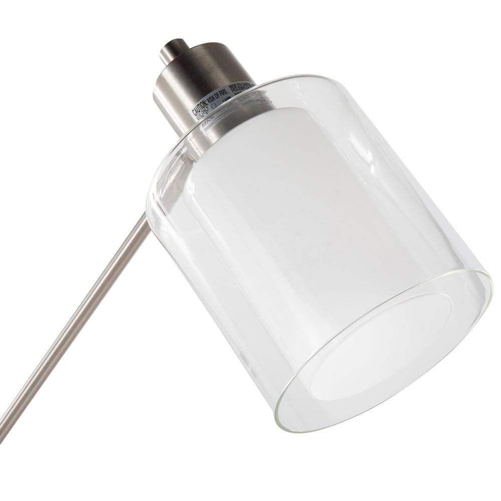 White Marble, Nickel Metal, Frosted Glass, Clear Glass Marcel Floor Lamp. Picture 7