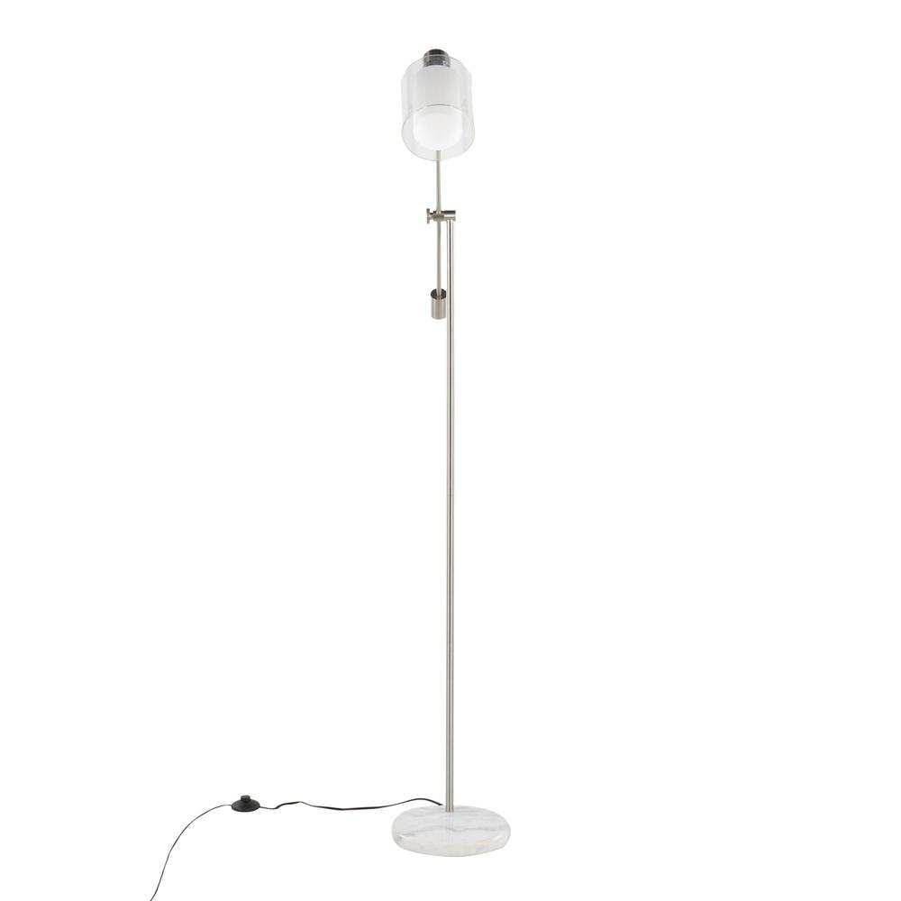 White Marble, Nickel Metal, Frosted Glass, Clear Glass Marcel Floor Lamp. Picture 6