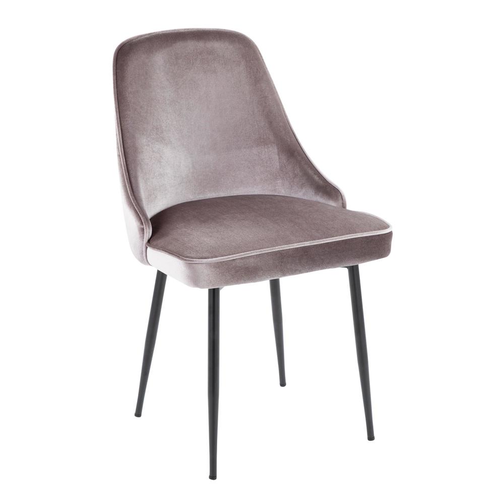Black Metal, Silver Velvet Marcel Dining Chair - Set of 2. Picture 2