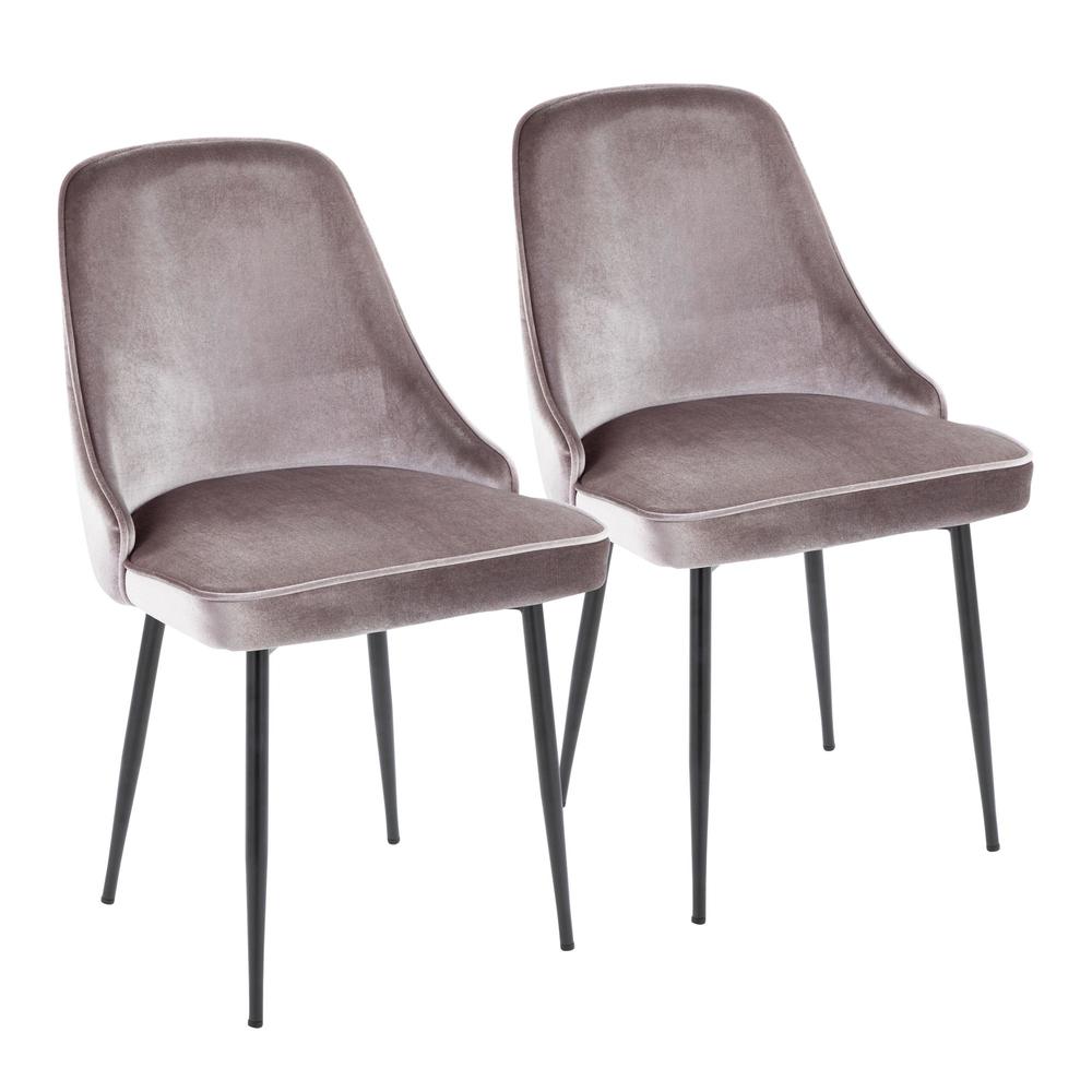 Black Metal, Silver Velvet Marcel Dining Chair - Set of 2. Picture 1