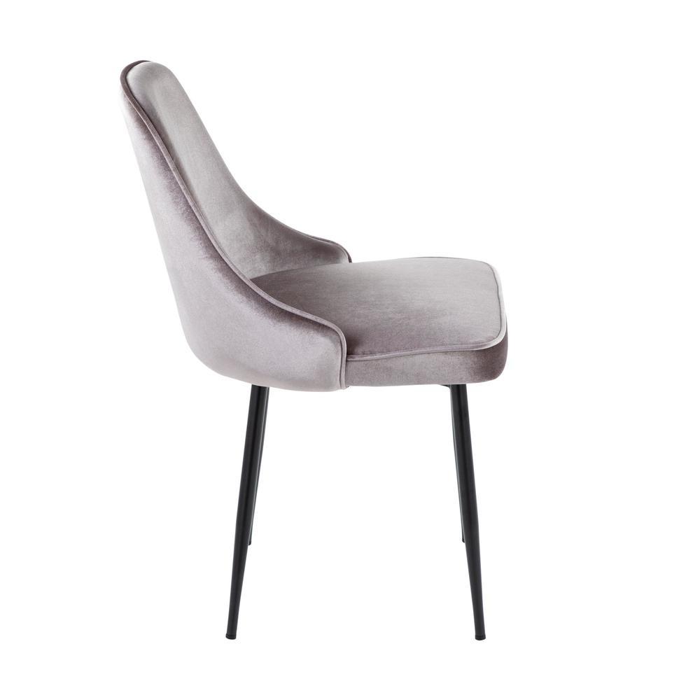 Black Metal, Silver Velvet Marcel Dining Chair - Set of 2. Picture 3