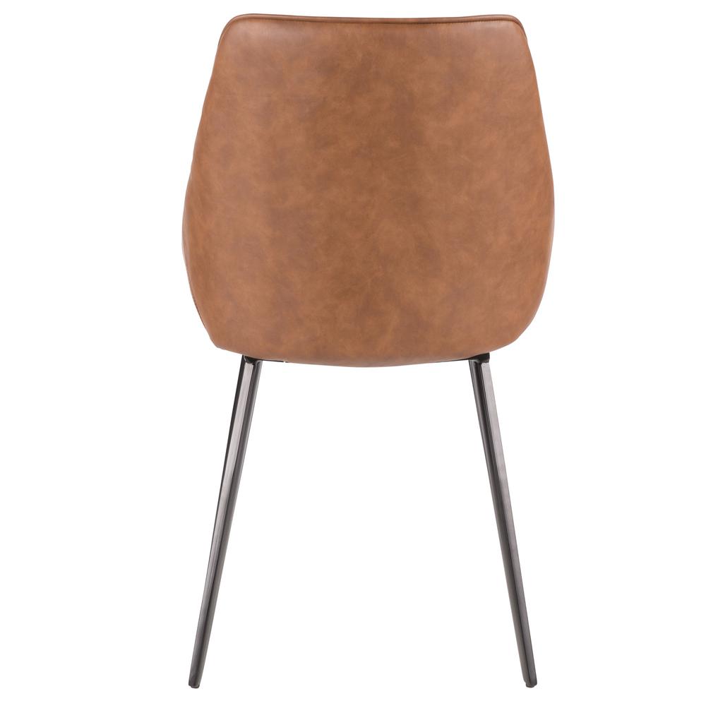 Black Metal, Brown PU, Grey Fabric Marche Two-Tone Chair - Set of 2. Picture 6