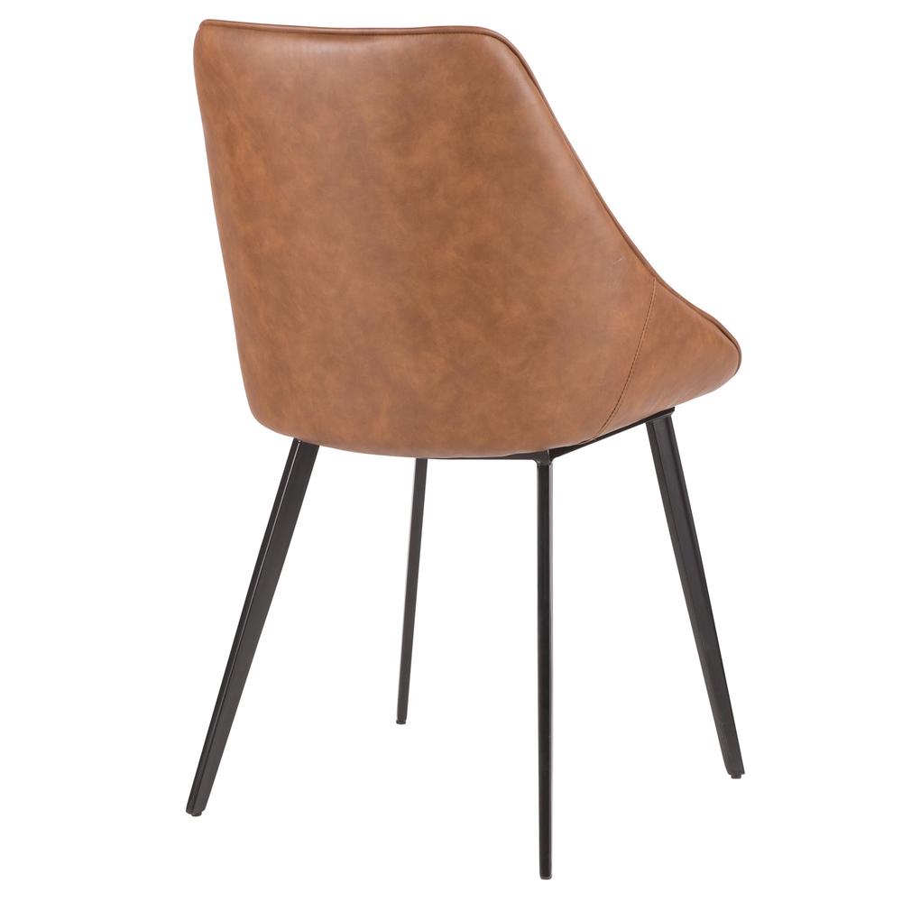 Black Metal, Brown PU, Grey Fabric Marche Two-Tone Chair - Set of 2. Picture 5