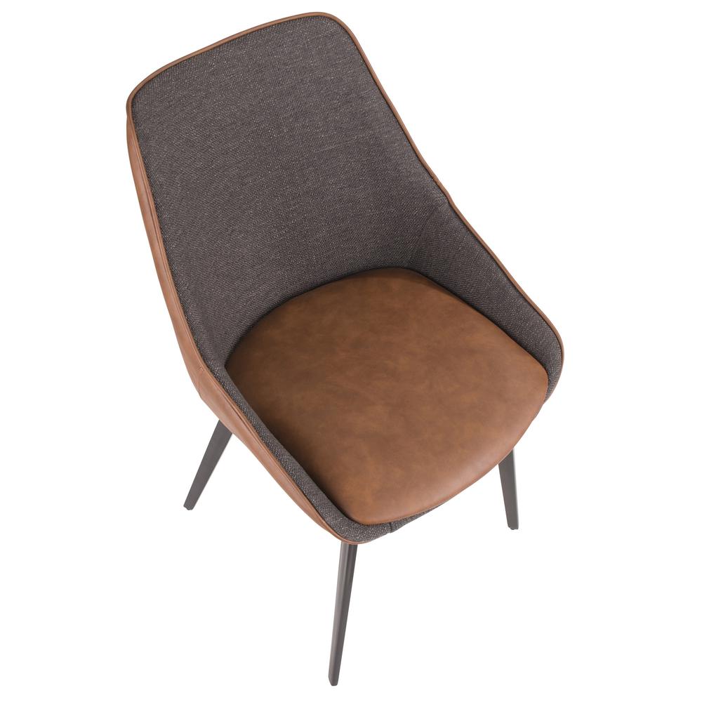 Black Metal, Brown PU, Grey Fabric Marche Two-Tone Chair - Set of 2. Picture 8