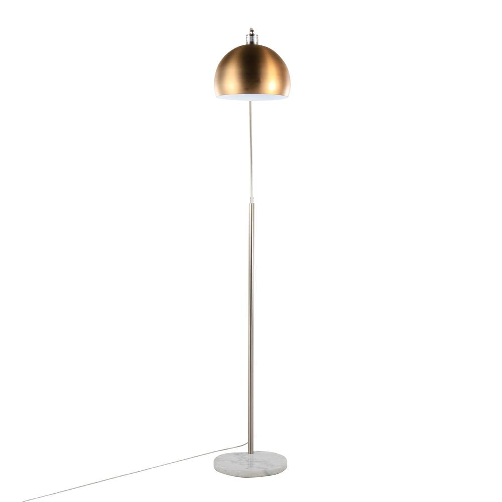 White Marble, Nickel, Antique Brass Metal March Floor Lamp. Picture 8