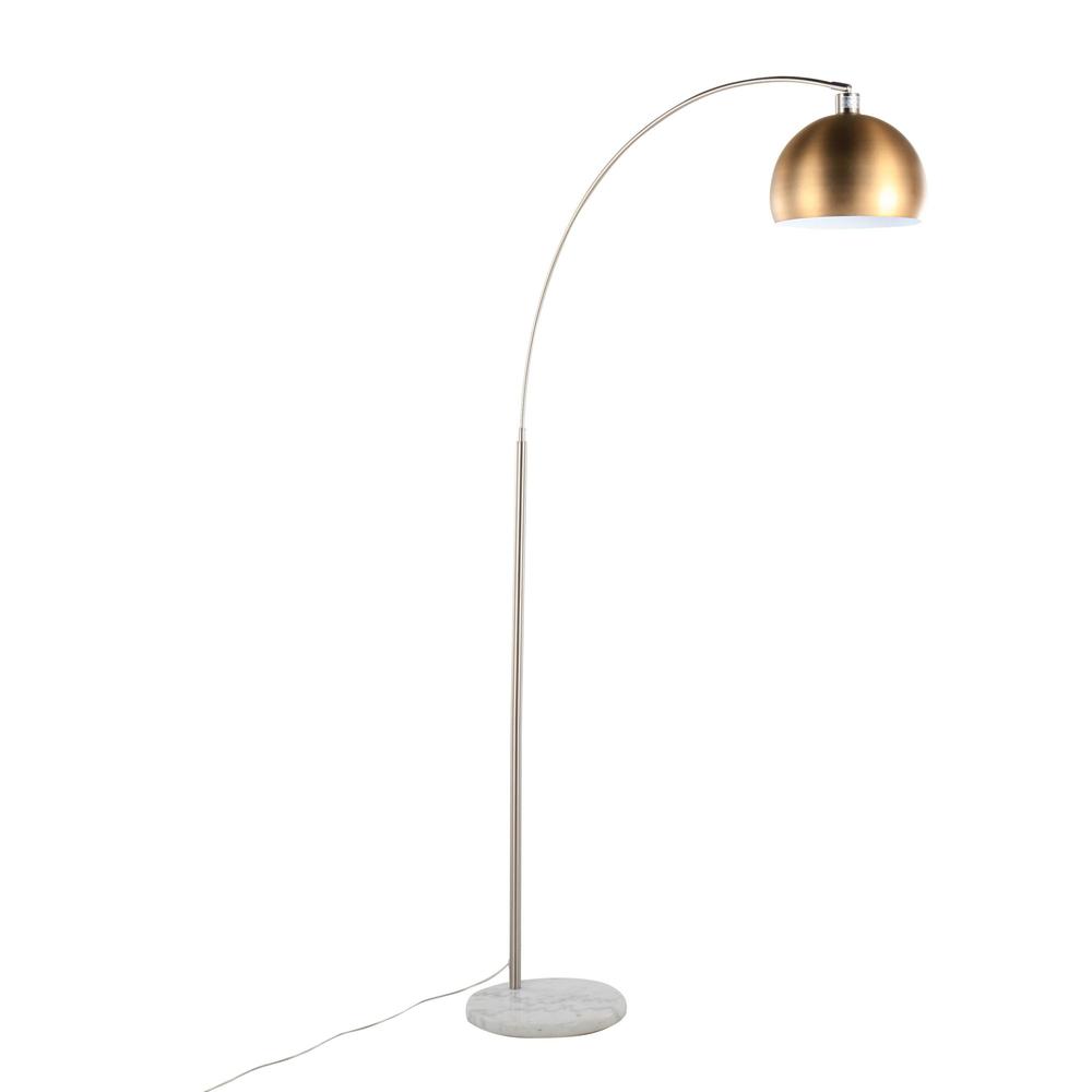 White Marble, Nickel, Antique Brass Metal March Floor Lamp. Picture 6