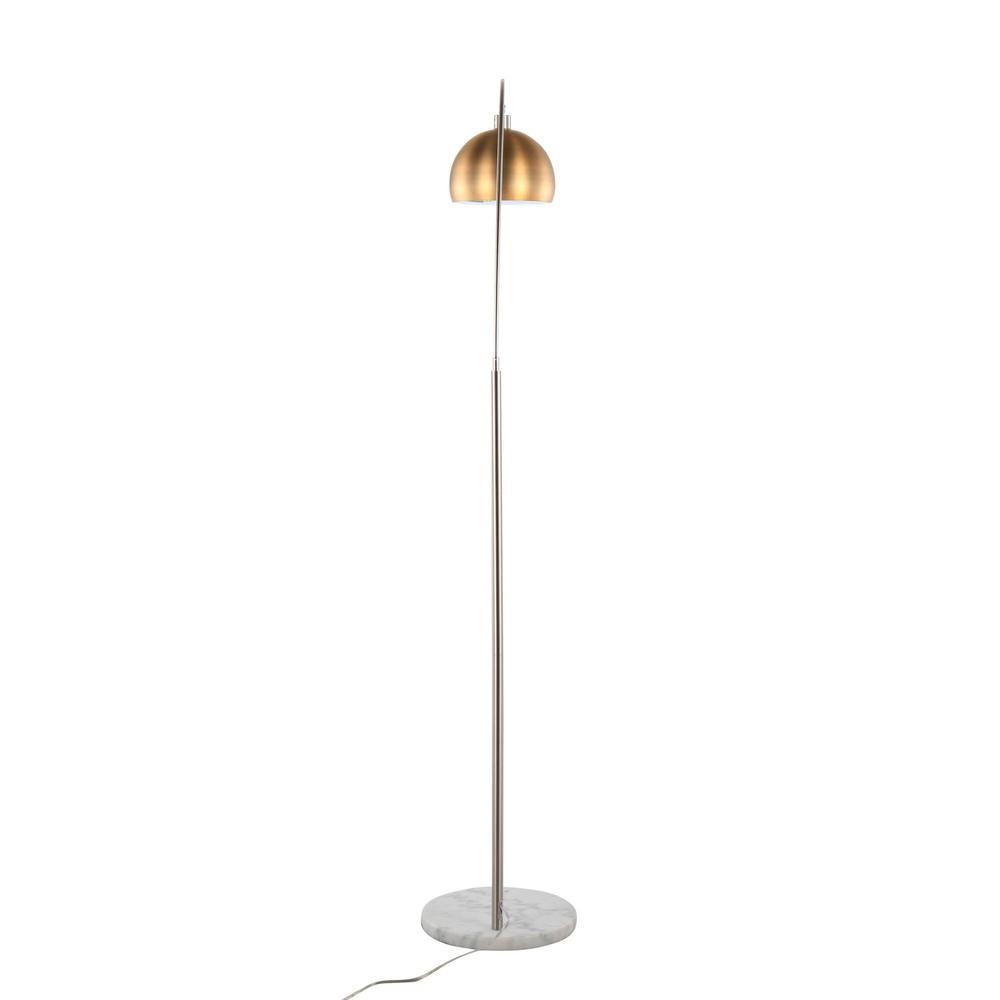 White Marble, Nickel, Antique Brass Metal March Floor Lamp. Picture 1
