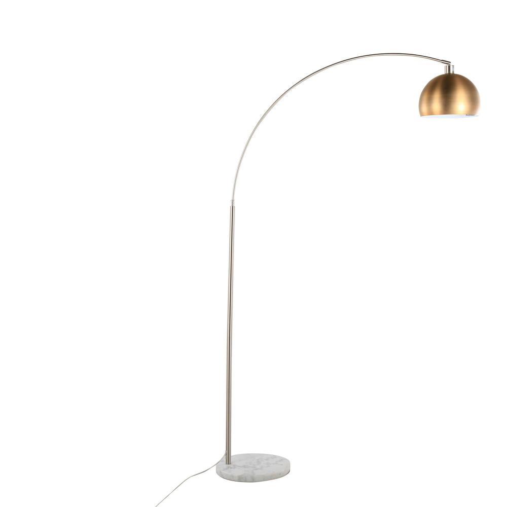 White Marble, Nickel, Antique Brass Metal March Floor Lamp. Picture 2