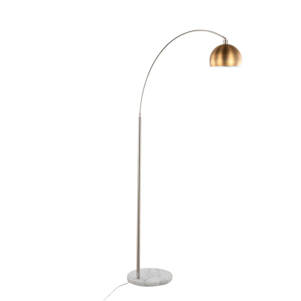 White Marble, Nickel, Antique Brass Metal March Floor Lamp. Picture 3